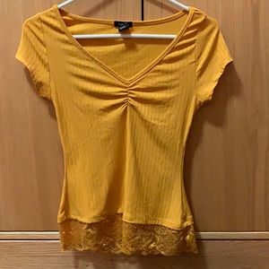 Shirt with Lace Trim